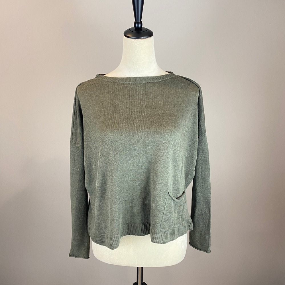 Eileen Fisher 100% Linen Shirt Women's Size Small Green